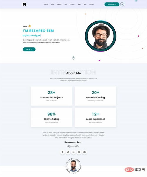 資深創意設計開發師簡歷網頁模板免費下載 前端模板 php中文網源碼